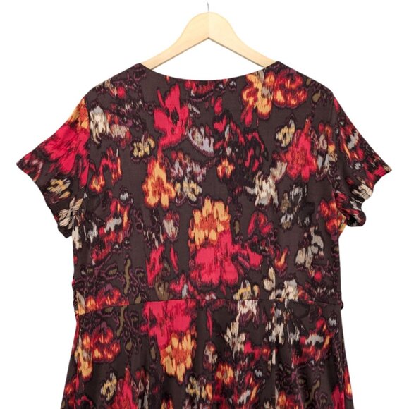 Perceptions Woman Maxi Dress Multicolor Floral Short Sleeve V Neck Size 18W - Picture 4 of 11